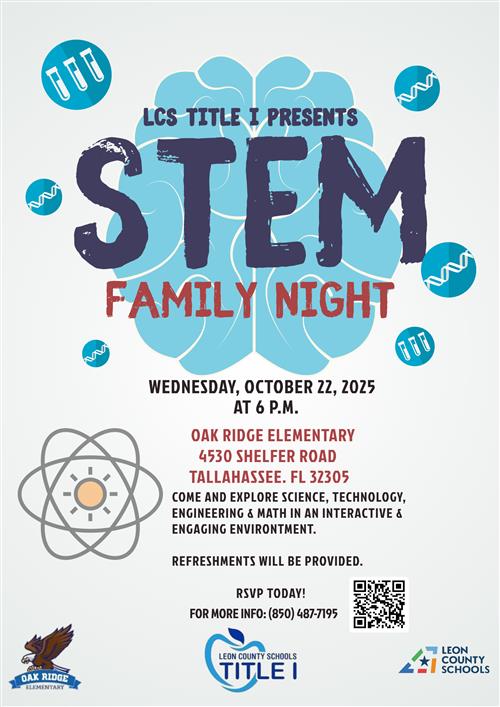 Title I STEM Night Oct. 22 at 6 PM at Oak Ridge Elementary